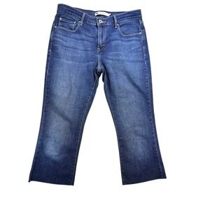 Levis 515 Jeans Womens 8 Boot Cut Mid Rise Dark Wash Denim Stretch Cutoff Capris